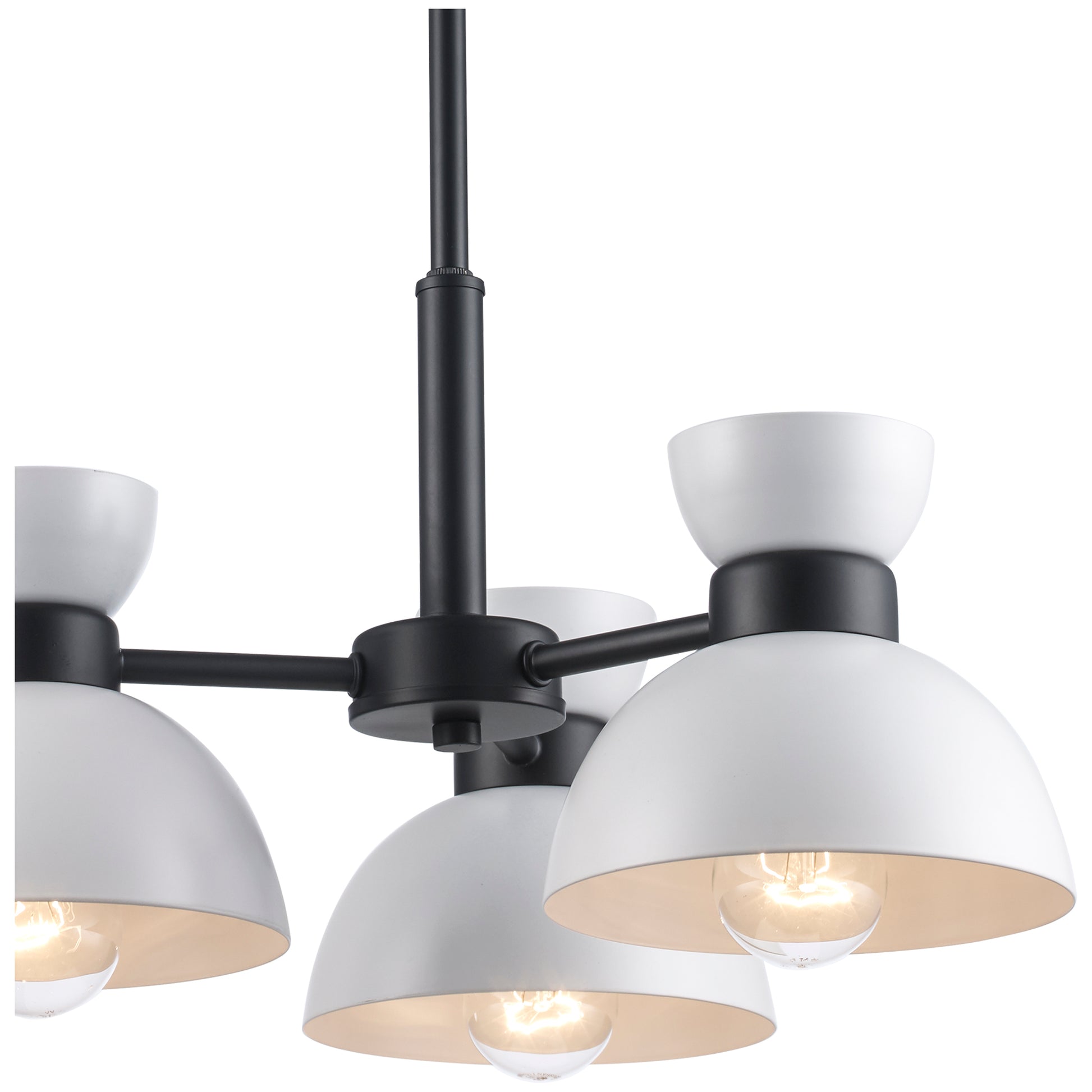 Azaria Retro 3-Light Mini Chandelier - Matte Black, Matte White and Burnished Brass