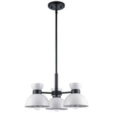 Azaria Retro 3-Light Mini Chandelier - Matte Black, Matte White and Burnished Brass
