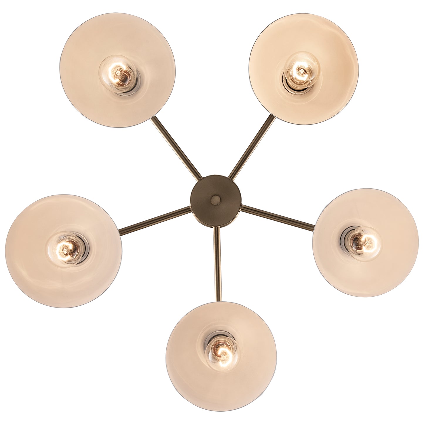 Azaria Retro 5-Light Chandelier - Matte Black, Matte White and Burnished Brass