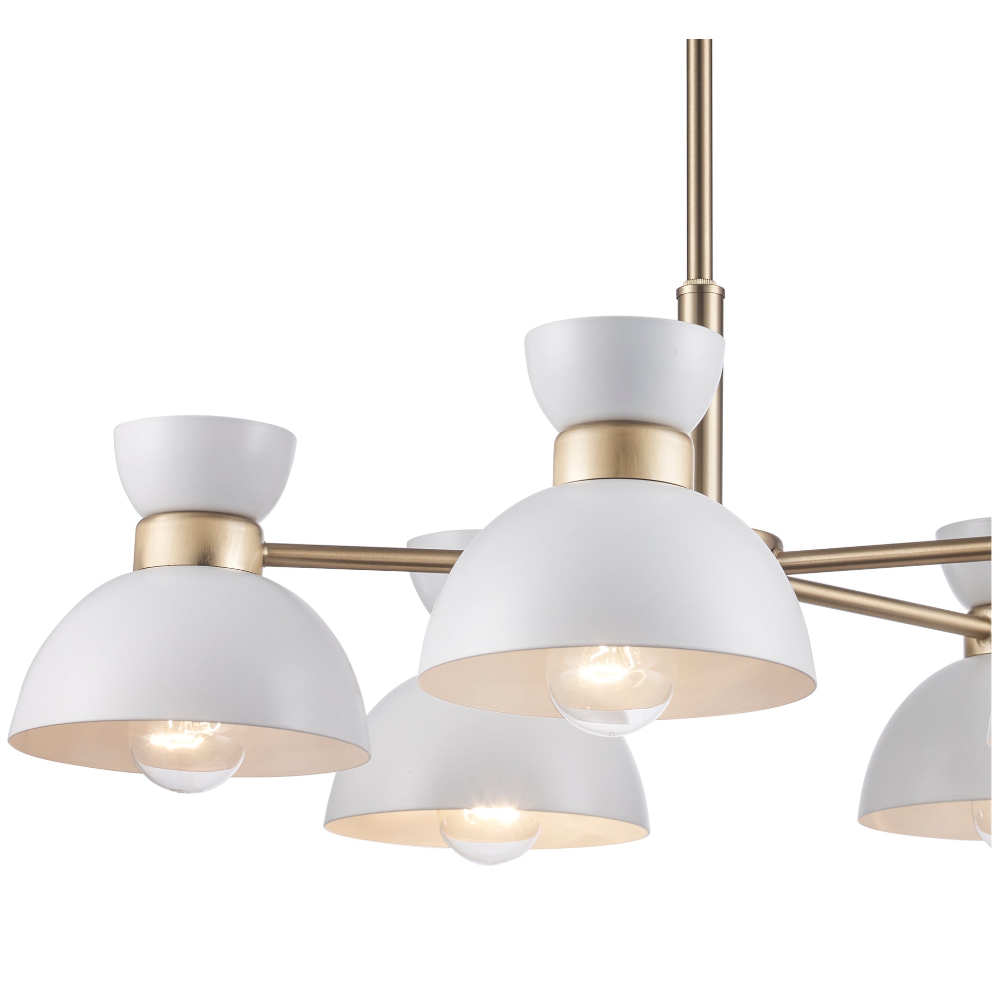 Azaria Retro 5-Light Chandelier - Matte Black, Matte White and Burnished Brass