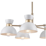Azaria Retro 5-Light Chandelier - Matte Black, Matte White and Burnished Brass