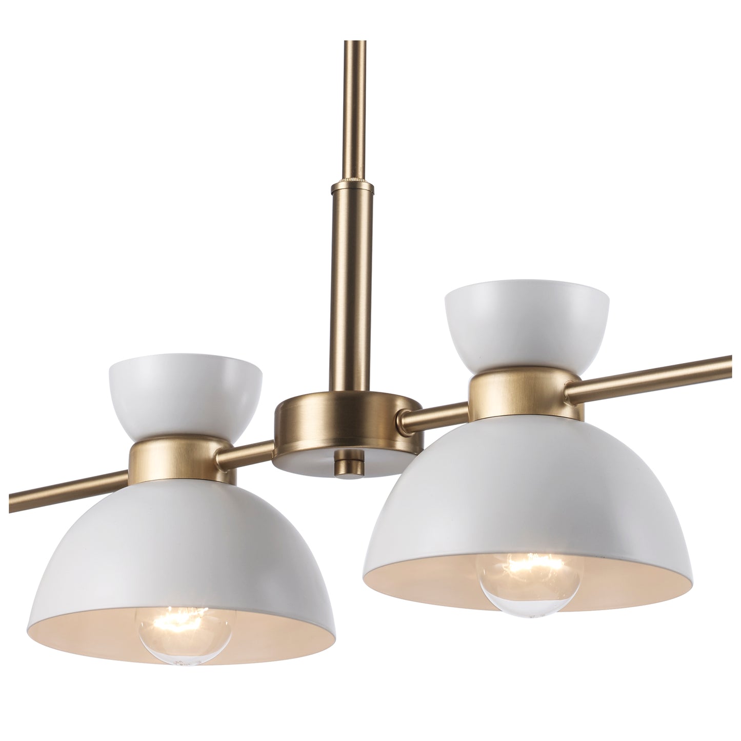 
Azaria Retro 4-Light Linear Chandelier - Matte Black, Matte White and Burnished Brass