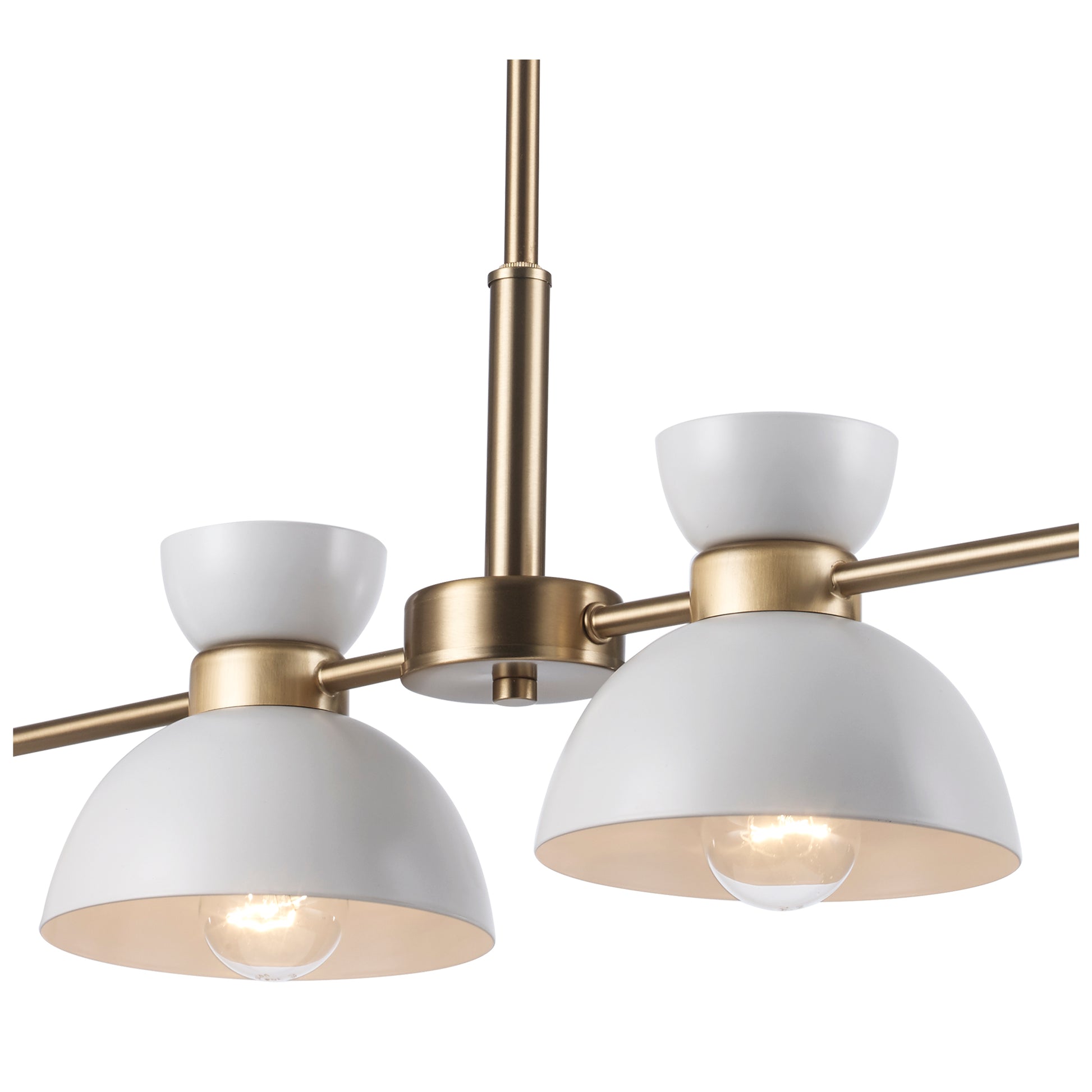 
Azaria Retro 4-Light Linear Chandelier - Matte Black, Matte White and Burnished Brass