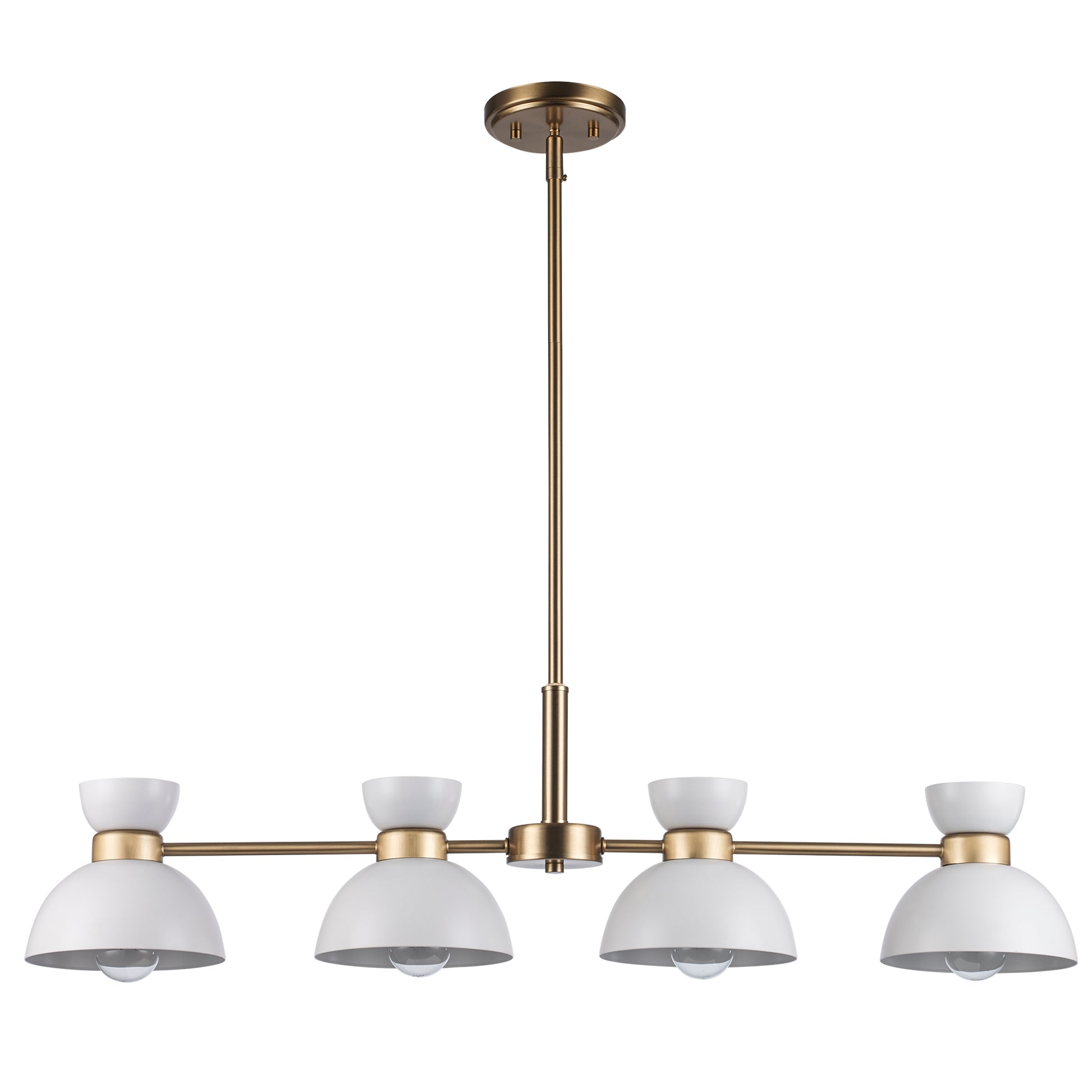 
Azaria Retro 4-Light Linear Chandelier - Matte Black, Matte White and Burnished Brass