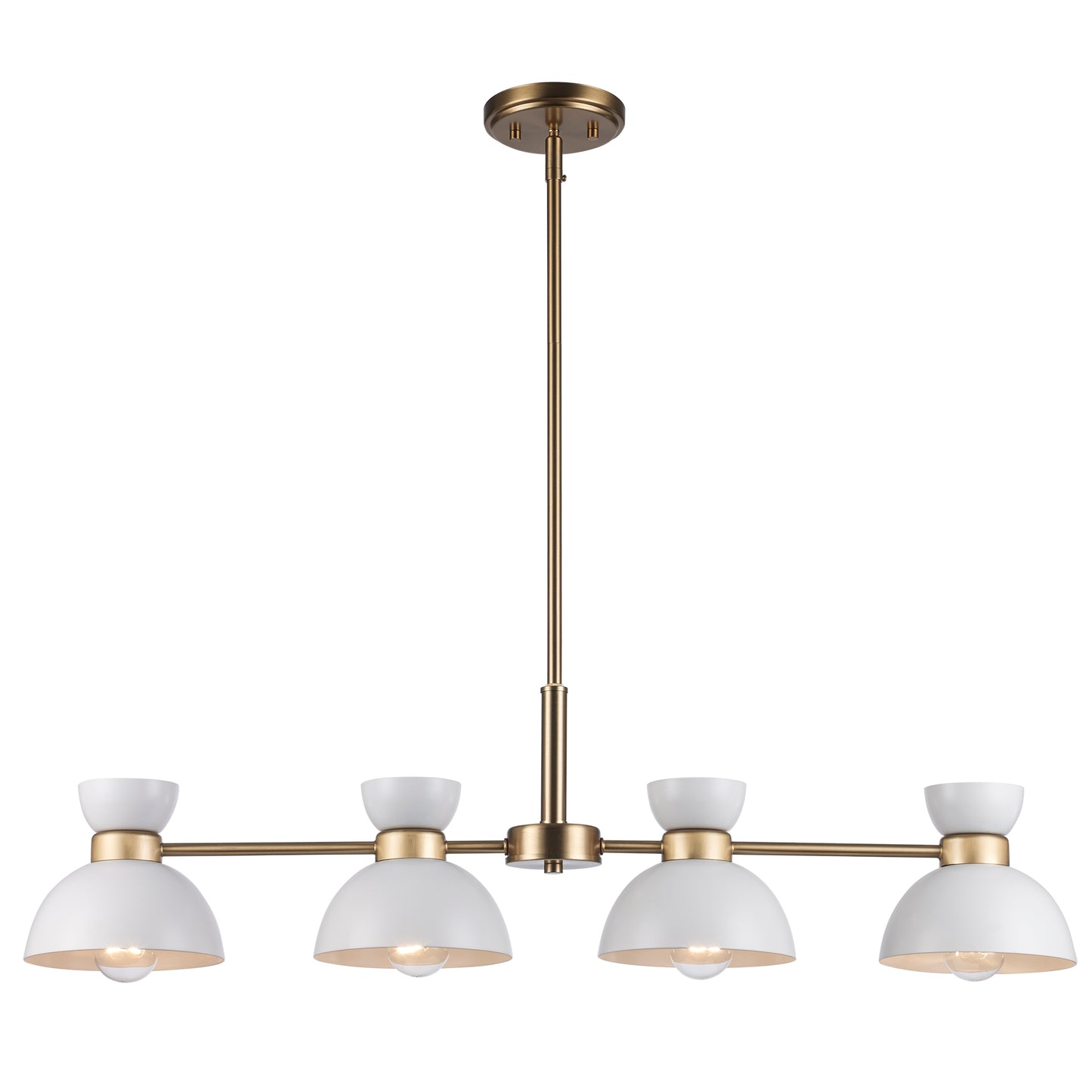 
Azaria Retro 4-Light Linear Chandelier - Matte Black, Matte White and Burnished Brass