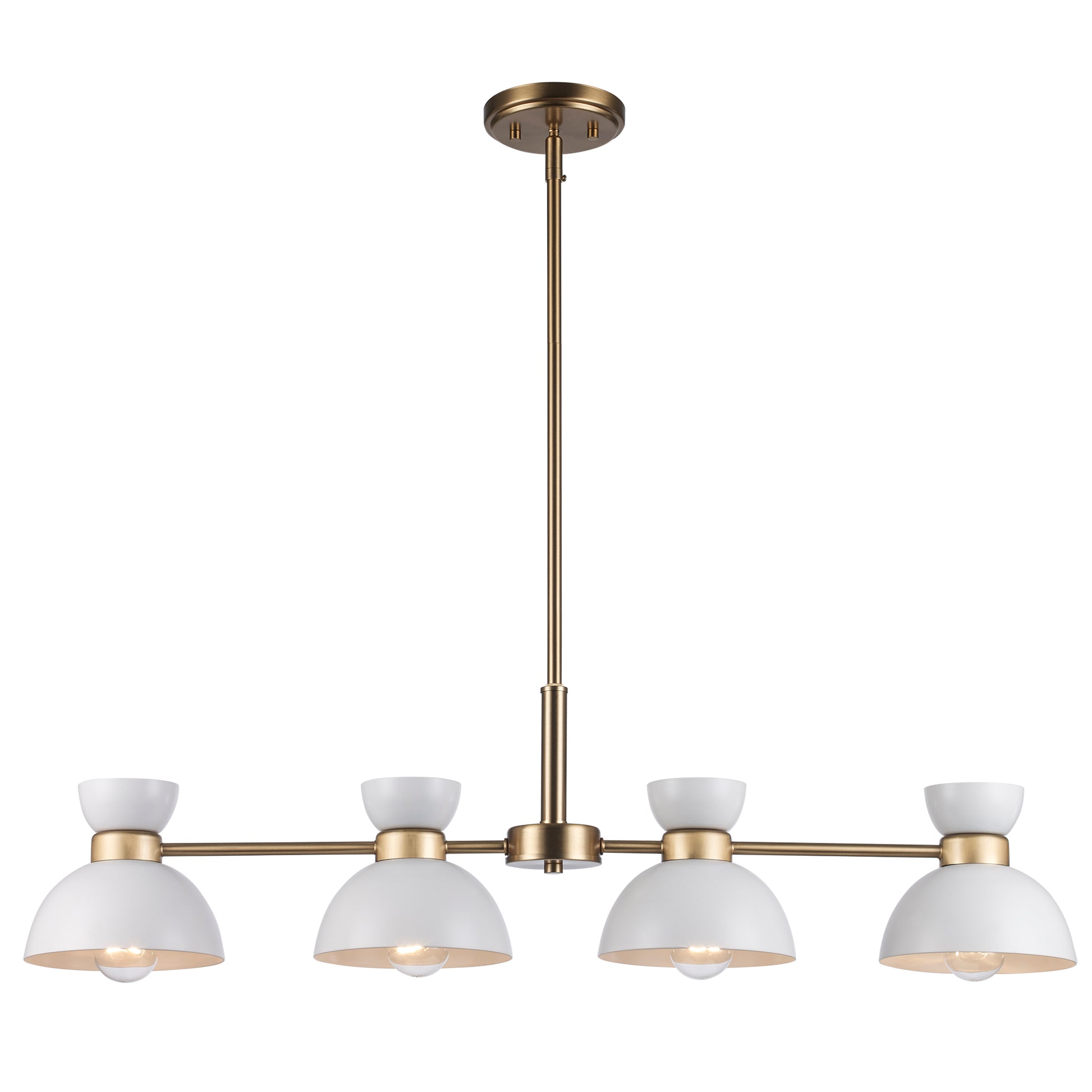 
Azaria Retro 4-Light Linear Chandelier - Matte Black, Matte White and Burnished Brass