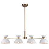 
Azaria Retro 4-Light Linear Chandelier - Matte Black, Matte White and Burnished Brass