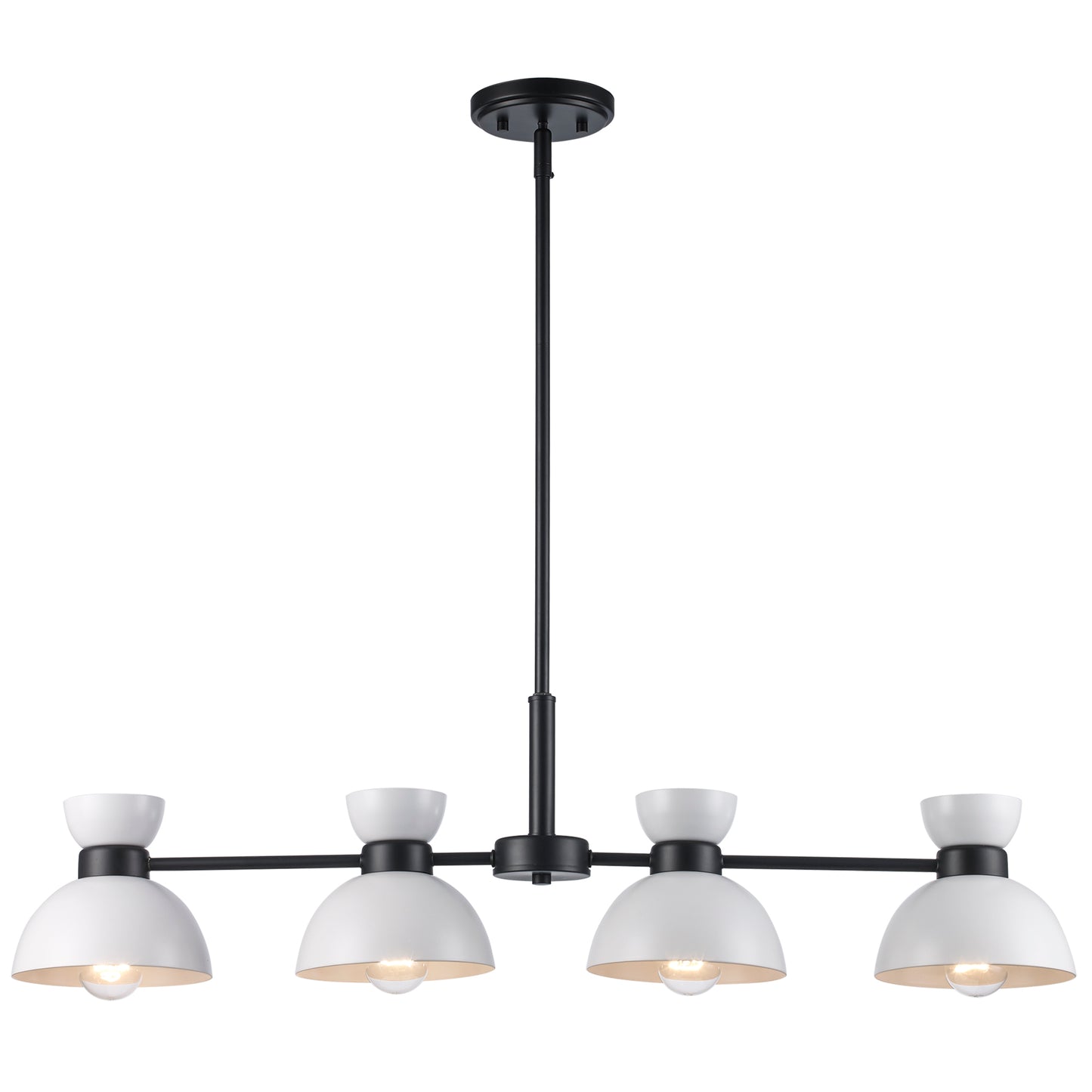 
Azaria Retro 4-Light Linear Chandelier - Matte Black, Matte White and Burnished Brass