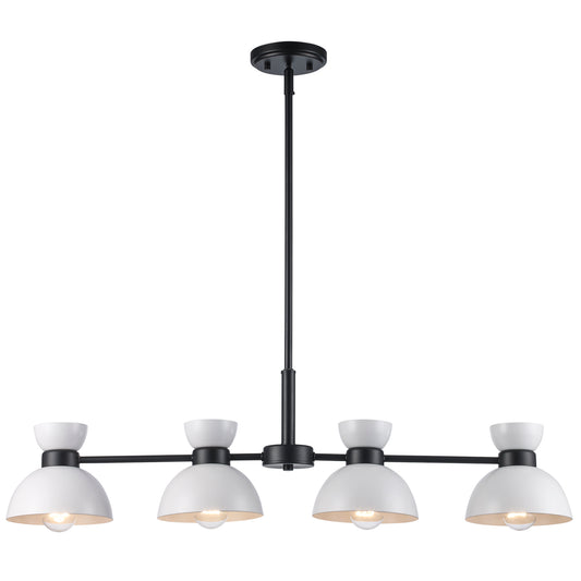 
Azaria Retro 4-Light Linear Chandelier - Matte Black, Matte White and Burnished Brass