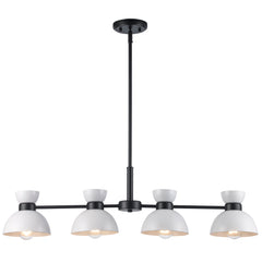 
Azaria Retro 4-Light Linear Chandelier - Matte Black, Matte White and Burnished Brass
