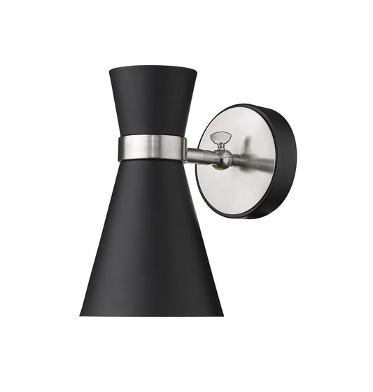 Soriano 1-Light Mid Century Modern Bowtie Cone Wall Sconce Fixture - Matte Black, Brass, and Brushed Nickel