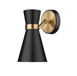 Soriano 1-Light Mid Century Modern Bowtie Cone Wall Sconce Fixture - Matte Black, Brass, and Brushed Nickel\