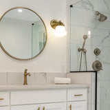 Vaughn 1-Light Schoolhouse Opal Glass + Brass Traditional Wall Sconce Light Fixture