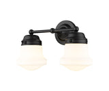 Vaughn 2-Light Schoolhouse Opal Glass + Brass Traditional  Double Vanity Wall Sconce Light Fixture
