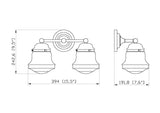 Vaughn 2-Light Schoolhouse Opal Glass + Brass Traditional  Double Vanity Wall Sconce Light Fixture