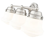 Vaughn 3-Light Schoolhouse Opal Glass + Brass Traditional Wall Sconce Light Fixture