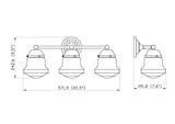 Vaughn 3-Light Schoolhouse Opal Glass + Brass Traditional Wall Sconce Light Fixture