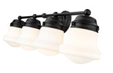 Vaughn 4-Light Schoolhouse Opal Glass + Brass Traditional Wall Sconce Light Fixture