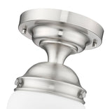 Vaughn 1-Light Schoolhouse Opal Glass + Brass Traditional Semi Flush Mount Ceiling Fixture