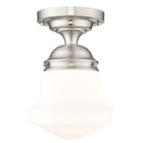 Vaughn 1-Light Schoolhouse Opal Glass + Brass Traditional Semi Flush Mount Ceiling Fixture