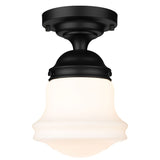 Vaughn 1-Light Schoolhouse Opal Glass + Brass Traditional Semi Flush Mount Ceiling Fixture