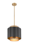 Harlech Modern Curved Brass + Bronze Metal Drum Pendant Light