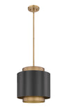 Harlech Modern Curved Brass + Bronze Metal Drum Pendant Light