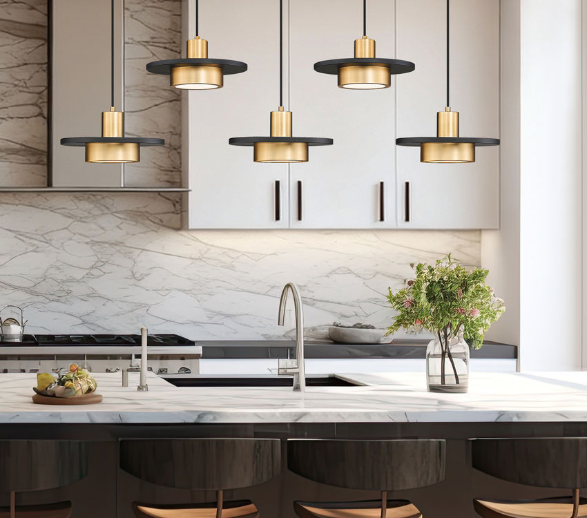Ludo 6-Light Modern LED Linear Pendant Light in Black, White, Brushed Nickel or Brass