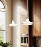 Reznor 12" Vintage-Style Fluted Glass Pendant in Matte Black, Brushed Nickel, and Modern Gold - Midcentury Lighting by Practical Props