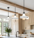 Reznor 12" Vintage-Style Fluted Glass Pendant in Matte Black, Brushed Nickel, and Modern Gold - Midcentury Lighting by Practical Props