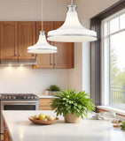 Reznor 16" Vintage-Style Fluted Glass Pendant in Matte Black, Brushed Nickel, and Modern Gold - Midcentury Lighting by Practical Props