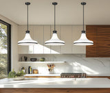 Reznor 16" Vintage-Style Fluted Glass Pendant in Matte Black, Brushed Nickel, and Modern Gold - Midcentury Lighting by Practical Props