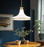 Reznor 16" Vintage-Style Fluted Glass Pendant in Matte Black, Brushed Nickel, and Modern Gold - Midcentury Lighting by Practical Props