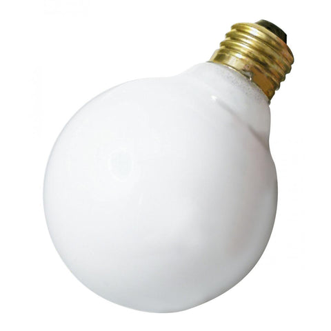 G25 Incandescent 2700k White Frosted Round Globe Light Bulb - 25, 40 or 100 watts