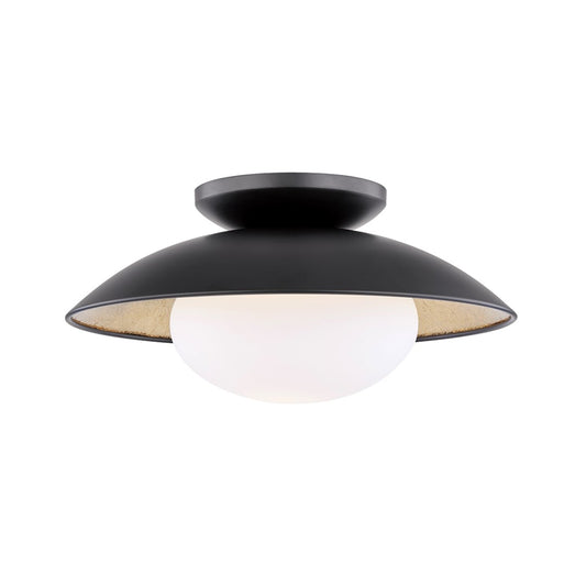 Cadence 14" Modern Glass Flush Mount in Black or White with Gold Leaf