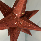 Vintage Handmade Moroccan-style Pierced Metal Hanging Star Lantern Pendant Light with Rainbow Glass Inlays