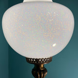 Vintage Handblown Opalescent Iridescent Pendant Light with Brass Plug-In Swag Hardware