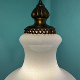 Vintage Handblown Opalescent Iridescent Pendant Light with Brass Plug-In Swag Hardware