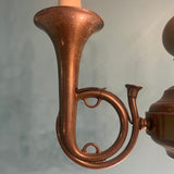 Vintage Handmade Aged Brass Trumpet Chandelier Antique Musical Pendant Light