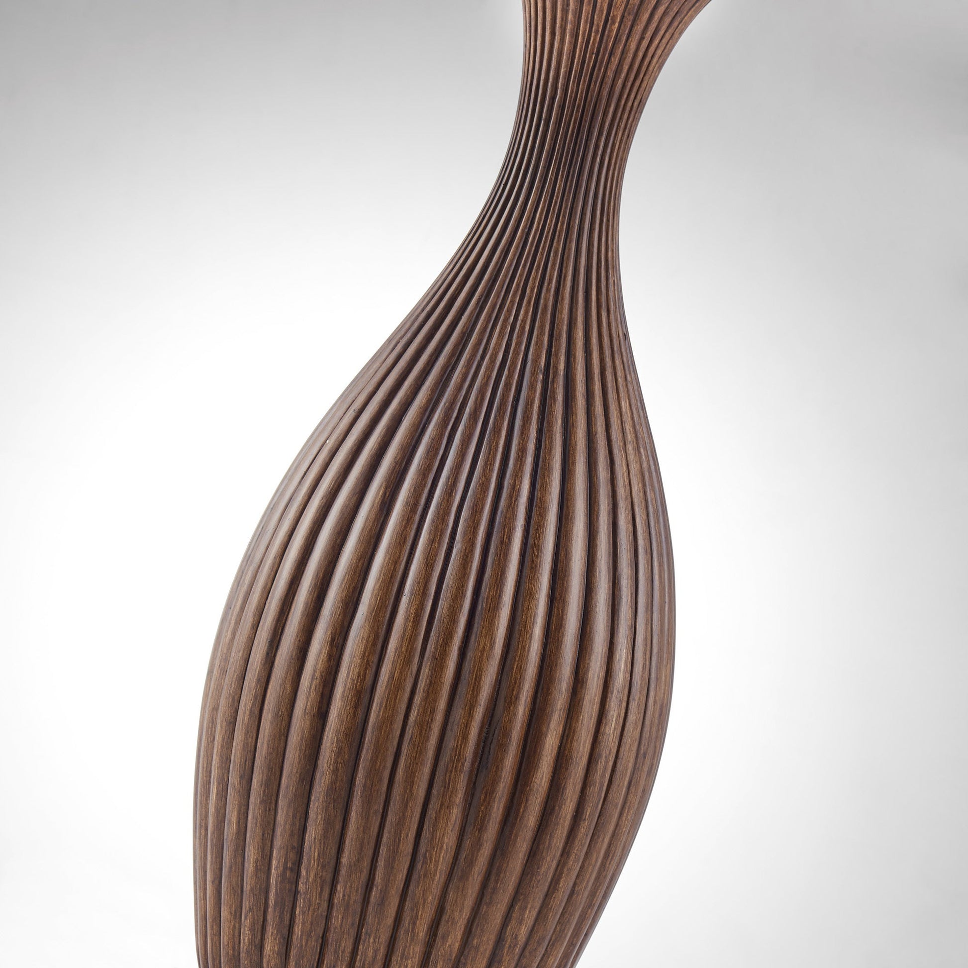 Vella Modern Wood Ribbed MCM Table Lamp with Linen Drum Shade