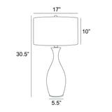 Vella Modern Wood Ribbed MCM Table Lamp with Linen Drum Shade