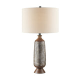 Panos Modern Wood Textured Table Lamp with Linen Drum Shade by Lite Source