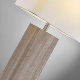 Mulder Square Chunky Modern Wood MCM Table Lamp with Linen Shade by Lite Source