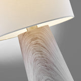 Granville Mini Retro MCM Black Marble & Birch Wood Table Lamp with Linen Drum Shade