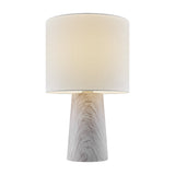 Granville Mini Retro MCM Black Marble & Birch Wood Table Lamp with Linen Drum Shade