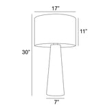 Granville Retro MCM Black Marble & Birch Wood Table Lamp with Linen Drum Shade