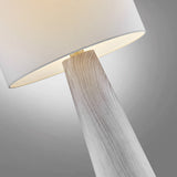 Granville Retro MCM Black Marble & Birch Wood Table Lamp with Linen Drum Shade