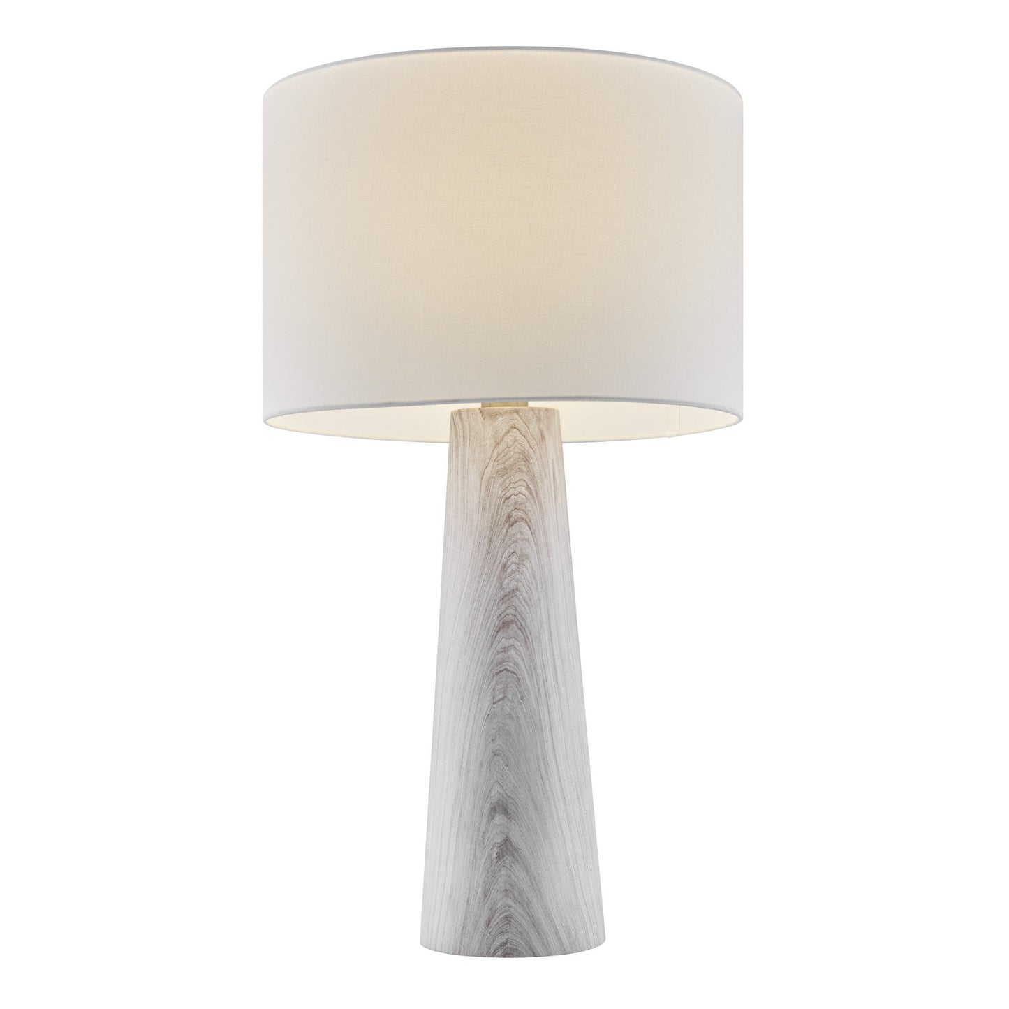 Granville Retro MCM Black Marble & Birch Wood Table Lamp with Linen Drum Shade