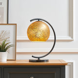 Molina Black Metal & Gold Metallic Mercury Glass Modern Table or Desk Lamp