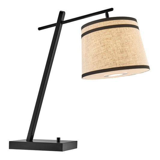 Gaines Black Art Deco Modern Table Lamp with Linen Shade